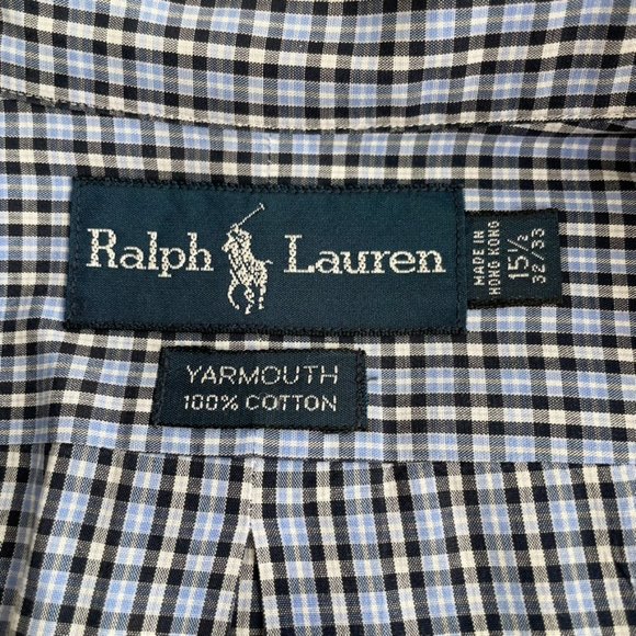 Ralph Lauren Men’s Yarmouth 100% Cotton Checked Oxford Shirt Size 15.5 - 32/33 - Picture 2 of 9